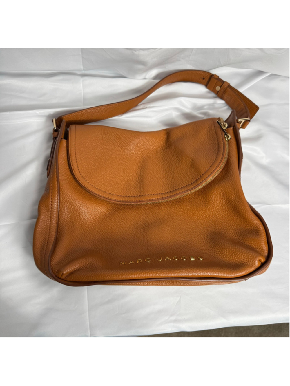 Women's Marc Jacobs Brown Leather Zip Flap Hobo Shoulder Bag One Size